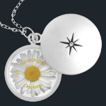 Cute Daisy Flower Wedding Favour for Flower Girl  Locket Necklace<br><div class="desc">Simple head flower of a daisy on white background,  symbol of plainness,  innocence,  sincerity,  honesty. Custom names and date in gold and grey colours,  perfect gift for a flower girl.</div>