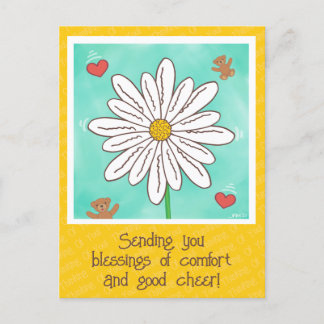 Cute Daisy Flower With Teddy Bears Get Well Soon Postcard