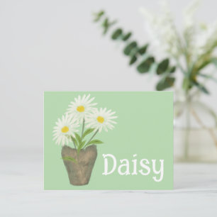 Cute Daisy Flowers Watercolor April Birthday Postcard