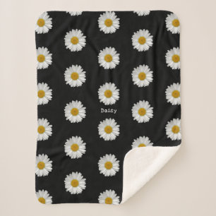 Cute Daisy Flowers with Name  Sherpa Blanket