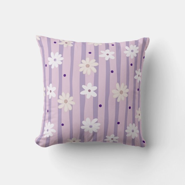 Cute daisy Pastel Colour Flower Pattern Collection Throw Pillow (Front)