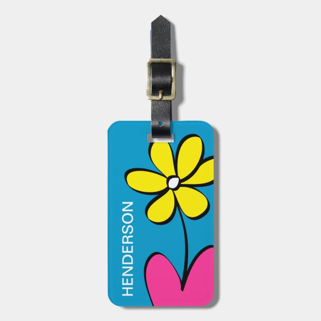Cute Daisy Personalized Luggage Tag (Front Vertical)