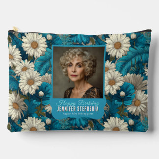 Cute Daisy Quinceañera Birthday Custom Blue Accessory Pouch