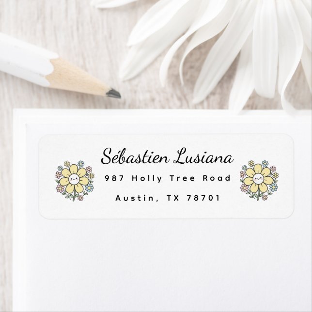 Cute Daisy Return Address Label (Insitu)