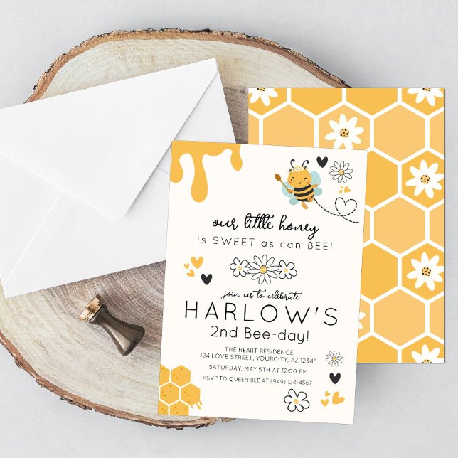 Cute Daisy Sweet as can Bee Honey Bee Birthday Invitation (Creator Uploaded)