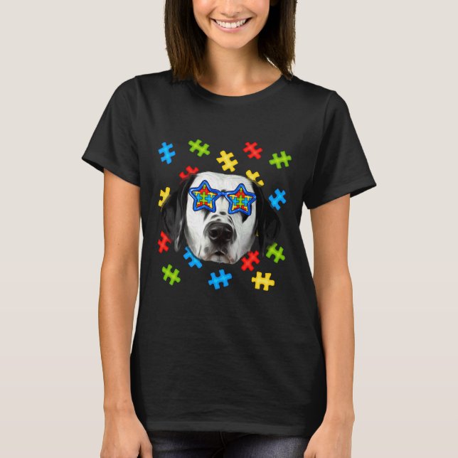 Cute Dalmatian Autism Puzzle Sunglasses Puppies Ow T-Shirt (Front)