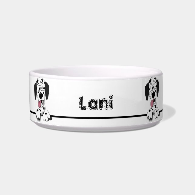 Cute Dalmatian Breed Dog Personalized Pet Bowl (Front)
