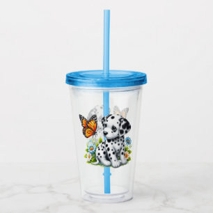 Cute Dalmatian/Butterfly friends Acrylic Tumbler