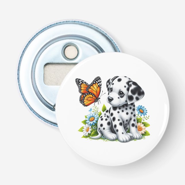 Cute Dalmatian/Butterfly friends Bottle Opener (Front)