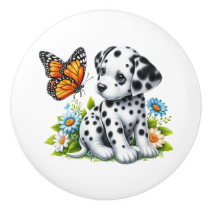 Cute Dalmatian/Butterfly friends Ceramic Knob