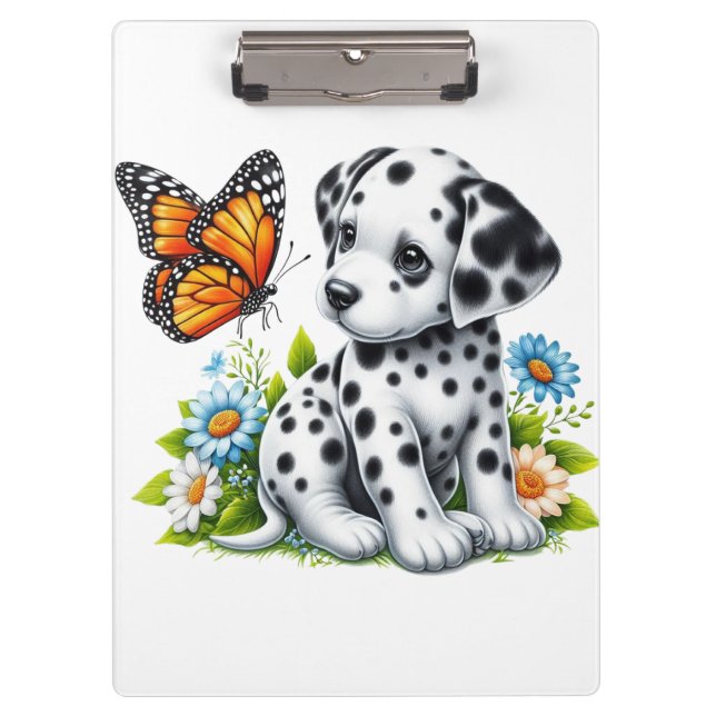 Cute Dalmatian/Butterfly friends Clipboard (Front)