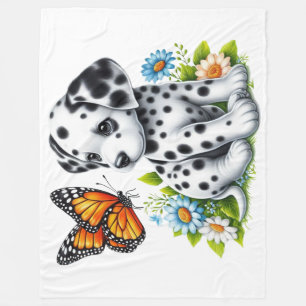 Cute Dalmatian/Butterfly friends Fleece Blanket