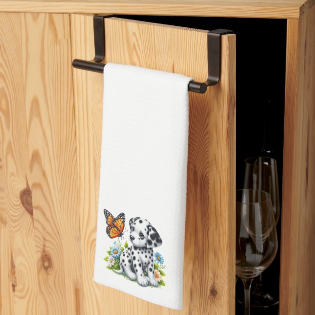 Cute Dalmatian/Butterfly friends Kitchen Towel (Thirds Fold)