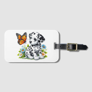 Cute Dalmatian/Butterfly friends Luggage Tag