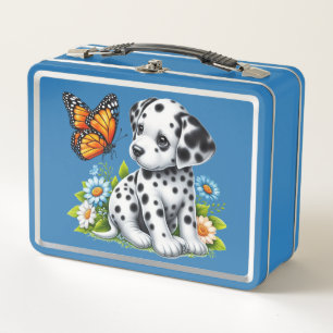 Cute Dalmatian/Butterfly friends Metal Lunch Box