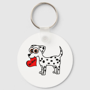 Cute Dalmatian Cartoon Be Mine Heart Keychain