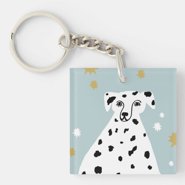 Cute Dalmatian Dog Abstract Illustration  Keychain (Front)