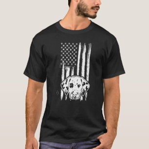 Cute Dalmatian Dog American Flag USA Puppy T-Shirt