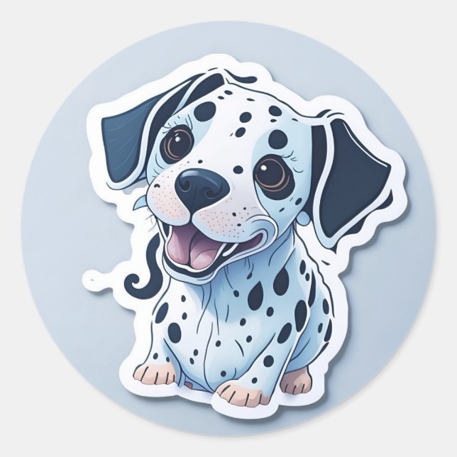 cute dalmatian dog classic round sticker (Front)