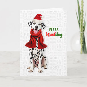Cute Dalmatian Dog Funny Fleas Navidog Christmas Holiday Card