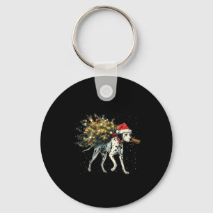 Cute Dalmatian Dog In A Christmas Tree For Men Wom Keychain
