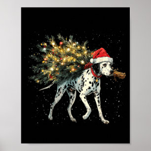 Cute Dalmatian Dog In A Christmas Tree For Men Wom Poster
