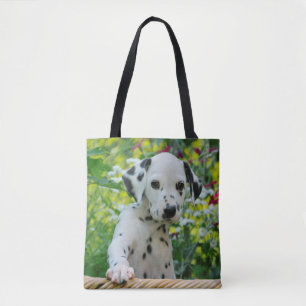 Cute Dalmatian Dog Puppy Portrait Photo - Tote Bag