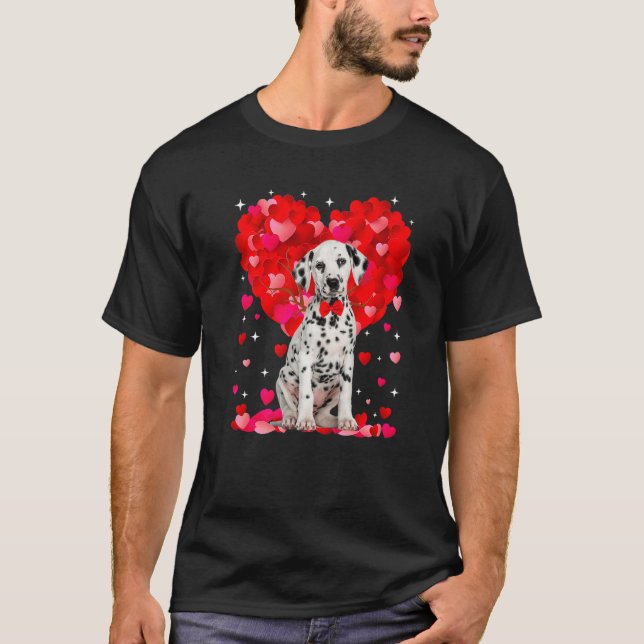 Cute Dalmatian Dog Valentines Day Heart Puppy Love T-Shirt (Front)