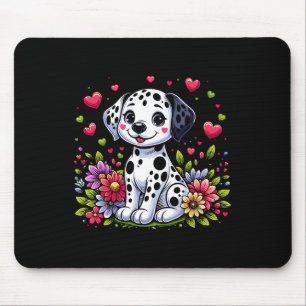 Cute Dalmatian Dog With Hearts Dalmatian Valentine Mouse Pad