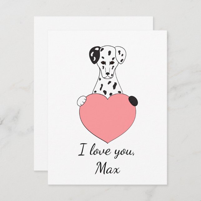 Cute dalmatian in love Valentine Holiday Card (Front/Back)