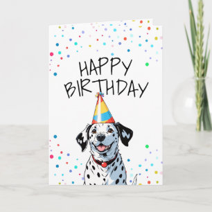Cute Dalmatian Pup with Confetti Birthday Card