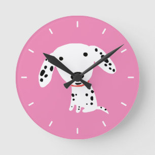 Cute Dalmatian Puppy Adorable Baby Animal Design Round Clock