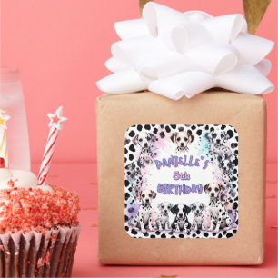 Cute Dalmatian Puppy Birthday Square Sticker