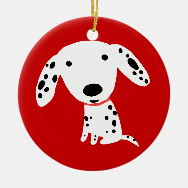 Cute Dalmatian Puppy Dog Christmas Holiday Xmas Ceramic Ornament (Front)