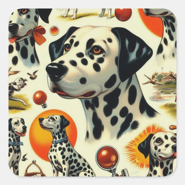Cute Dalmatian Seamless Square Sticker (Front)