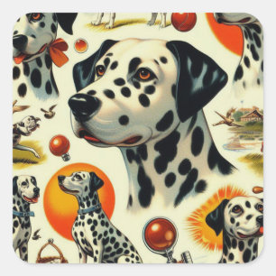 Cute Dalmatian Seamless Square Sticker