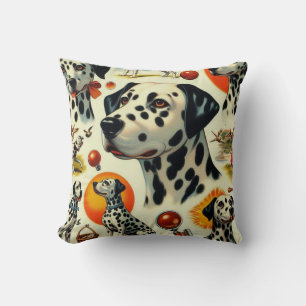 Cute Dalmatian Seamless Throw Pillow