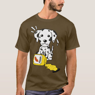 Cute Dalmatian Spilled A Jar Of Mustard Sauce T-Shirt