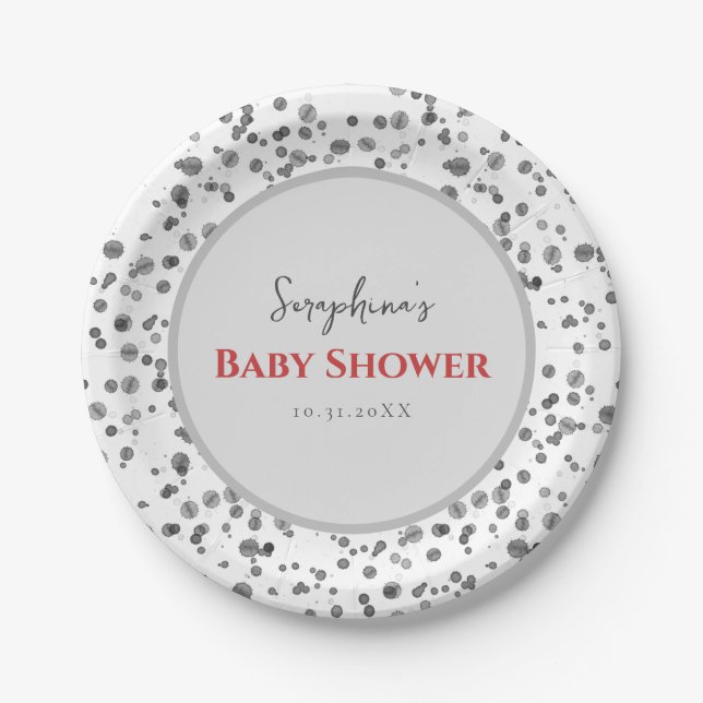 Cute Dalmatian Spots Baby Shower Paper Plate (Front)