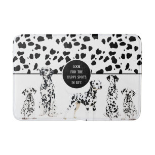 Cute Dalmatians Black & White Happy Spots Bath Mat