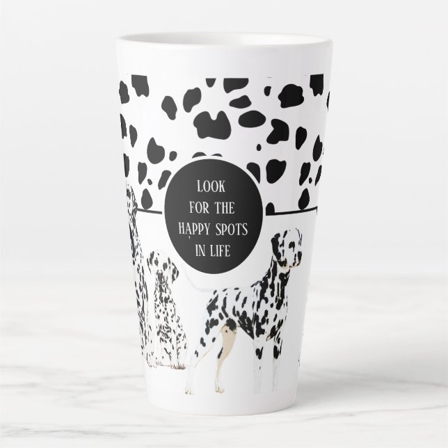Cute Dalmatians Black & White Happy Spots Latte Mug (Front)