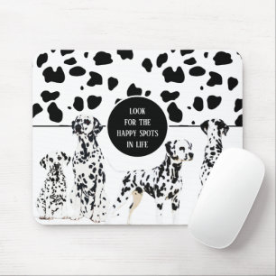 Cute Dalmatians Black & White Happy Spots Mouse Pad