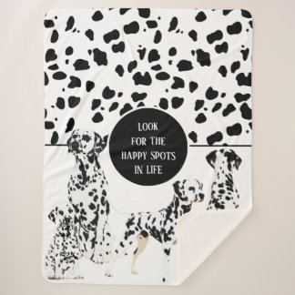 Cute Dalmatians Black & White Happy Spots Sherpa Blanket