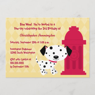 Cute dalmation doggie birthday party invitation