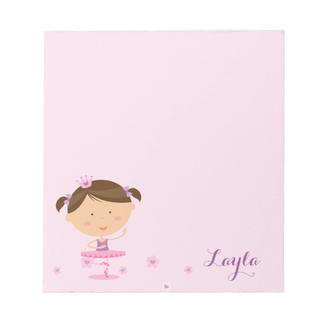 Cute Dancer Ballerina Girl Notepad (Front)