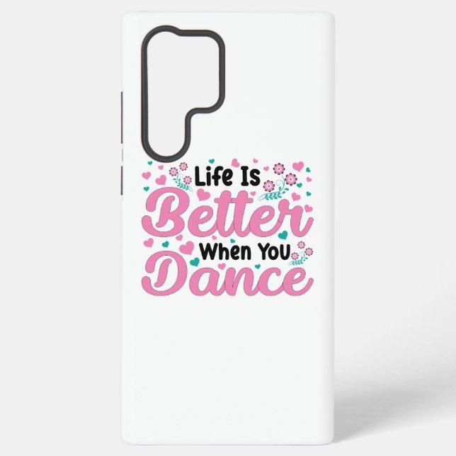 Cute Dancer Saying Pink & Teal Confetti Samsung Galaxy S22 Ultra Case (Back)