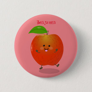 Cute dancing apple cartoon illustration 2 inch round button