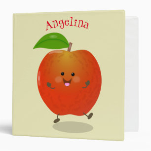 Cute dancing apple cartoon illustration binder