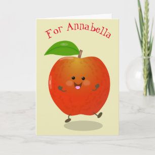 Cute dancing apple cartoon illustration card