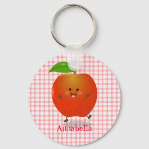 Cute dancing apple cartoon illustration keychain